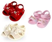 Sapatinho Bebê Kit 3 Pares Sandália Menina Laço Renda KIT179