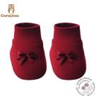Sapatinho com Laço em Algodão Egípcio na caixa - Vermelho - Corujitos