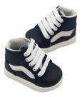 Sapatinho Tenis Bebe Infantil Menino Menina Preto Branco Listra Branca Sapatinho Tenis Bebe Infantil Menino Menina Preto Branco Listra Branca