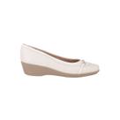 Sapato Anabela Piccadilly Detalhe Metal Feminino Creme