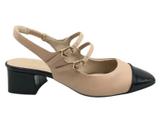 Sapato Bebece Feminino Nude Preto Slingback T4618322 Sapato Bebece Feminino Nude Preto Slingback T4618322