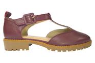 Sapato Boneca Mary Jane em Couro Marsala - Cód 74905