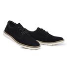 Sapato Casual Masculino Oxford Couro Camurça Preto