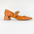 Sapato couro feminino de salto bloco caramelo 1920 Sapato couro feminino de salto bloco caramelo 1920