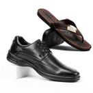 Sapato Derby Social Preto Masculino Cadarço Ortopédico Com Chinelo