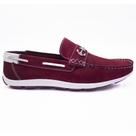 Sapato Drive Mocassim Masculino Couro Nobuck Vinho Branco Ref.C8025 Cla-Cle