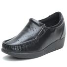 Sapato Fem Anabela Couro Luva do Pé Preto Forrado Palmilha Macia Sapato Fem Anabela Couro Luva do Pé Preto Forrado Palmilha Macia