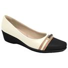 Sapato Feminino Anabela Ivone Off White Preto Piccadilly 143203-4