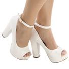 Sapato feminino sandália meia pata salto grosso branco er0041