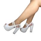 Sapato feminino sandália meia pata salto grosso branco er0042