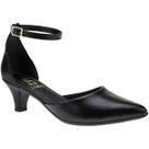 Sapato Feminino Scarpin Salto Baixo Bico Fino com Fivela Tornozelo 205-03