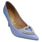 Sapato Feminino Scarpin Vizzano Coração de Strass Jeans 11841178