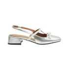 Sapato Lacé Slingback Dayane Magalhães Prata E Branco