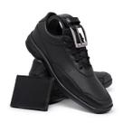 Sapato Masculino Casual Com Cardaço Preto + Cinto + Carteira