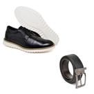 Sapato Masculino + Cinto Oxford Casual Social Cadarço Macio