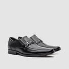 Sapato Masculino de Couro Preto Liso Fivela Clássico Formal Sofisticação E Estilo Zapattero