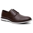 Sapato Masculino Derby Couro Bico Redondo Cadarço Casual