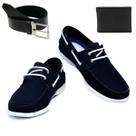 Sapato Masculino DockSider em Couro Confortável Solado Costurado Com Carteira e Cinto