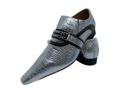 Sapato Masculino Italiano Em Couro Croko Prateado Ref: D724 Sapato Masculino Italiano Em Couro Croko Prateado Ref: D724