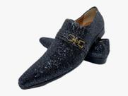 Sapato Masculino Italiano Em Couro Social Preto Glitter Ref: D826