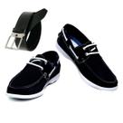 Sapato Masculino Moderno Estilo Mocassim Solado Costurado + Cinto