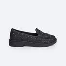 Sapato Menina Pampili Tifany Mocassim Glitter Preto 480.005