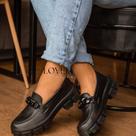 Sapato Mocassim Feminino Corrente Preta Tratorado Super Confortável Imperdível