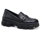 Sapato Mocassim Feminino Elegante Solado Plataforma Preto