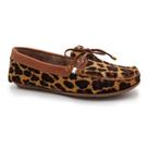 Sapato mocassim feminino em couro animal print onça Sapato mocassim feminino em couro animal print onça