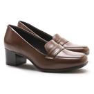 Sapato Mocassim Feminino Em Couro Classico Bico Quadrado