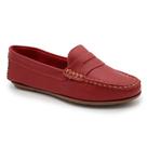 Sapato mocassim feminino em couro cor vermelho