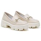 Sapato Mocassim Feminino Solado Tratorado Elegante Creme