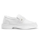 Sapato Mocassim Loafer Hospitalar Branco Palmilha Gel Confort Anatômica Couro