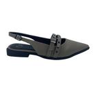 Sapato Offline Slingback Bico Fino com Fivela Cinza 23976