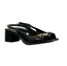 Sapato peep toe em couro preto verniz Lia Line