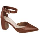 Sapato Scarpin Bebecê Salto Bloco Feminino - Marrom - 35
