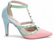 Sapato Scarpin Feminino Rosa Azul Verde Salto Alto - 65054D
