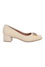 Sapato Scarpin Feminino Salto Bloco com Fivela Decorativa em Couro Usaflex