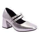 Sapato Scarpin Feminino Salto Bloco Grosso Bico Quadrado