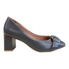 Sapato Scarpin Feminino Vizzano Salto Bloco Bico Quadrado 1373.110 Cinza