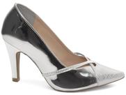 Sapato Scarpin Prata Verniz Metalizado Prata Salto Alto Sapato Scarpin Prata Verniz Metalizado Prata Salto Alto