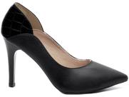 Sapato Scarpin Preto Croco Salto Alto Elegante - 1625-70A