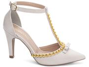 Sapato Scarpin Salto Alto Bico Fino 9cm Feminino Off White