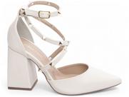 Sapato Scarpin Salto Alto Branco Apliques Piramides Sapato Scarpin Salto Alto Branco Apliques Piramides