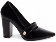 Sapato Scarpin Salto Alto Grosso Bico Fino Tira Feminino 9cm EMILY ONLINE