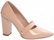 Sapato Scarpin Salto Alto Grosso Bico Fino Tira Feminino 9cm EMILY ONLINE