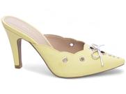 Sapato Scarpin Salto Alto Mule Amarelo Laço Na Cor Prata