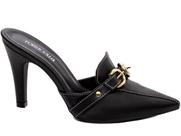 Sapato Scarpin Salto Alto Mule Preto Fivelas E Apliques Sapato Scarpin Salto Alto Mule Preto Fivelas E Apliques