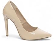 Sapato Scarpin Salto Alto Stiletto Bico Fino Feminino 12 cm Verniz Bege Torricella Sapato Scarpin Salto Alto Stiletto Bico Fino Feminino 12 cm Verniz Bege Torricella