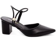 Sapato Scarpin Salto Médio Baixo Grosso Bico Fino Ajuste Feminino 6cm EMILY ONLINE